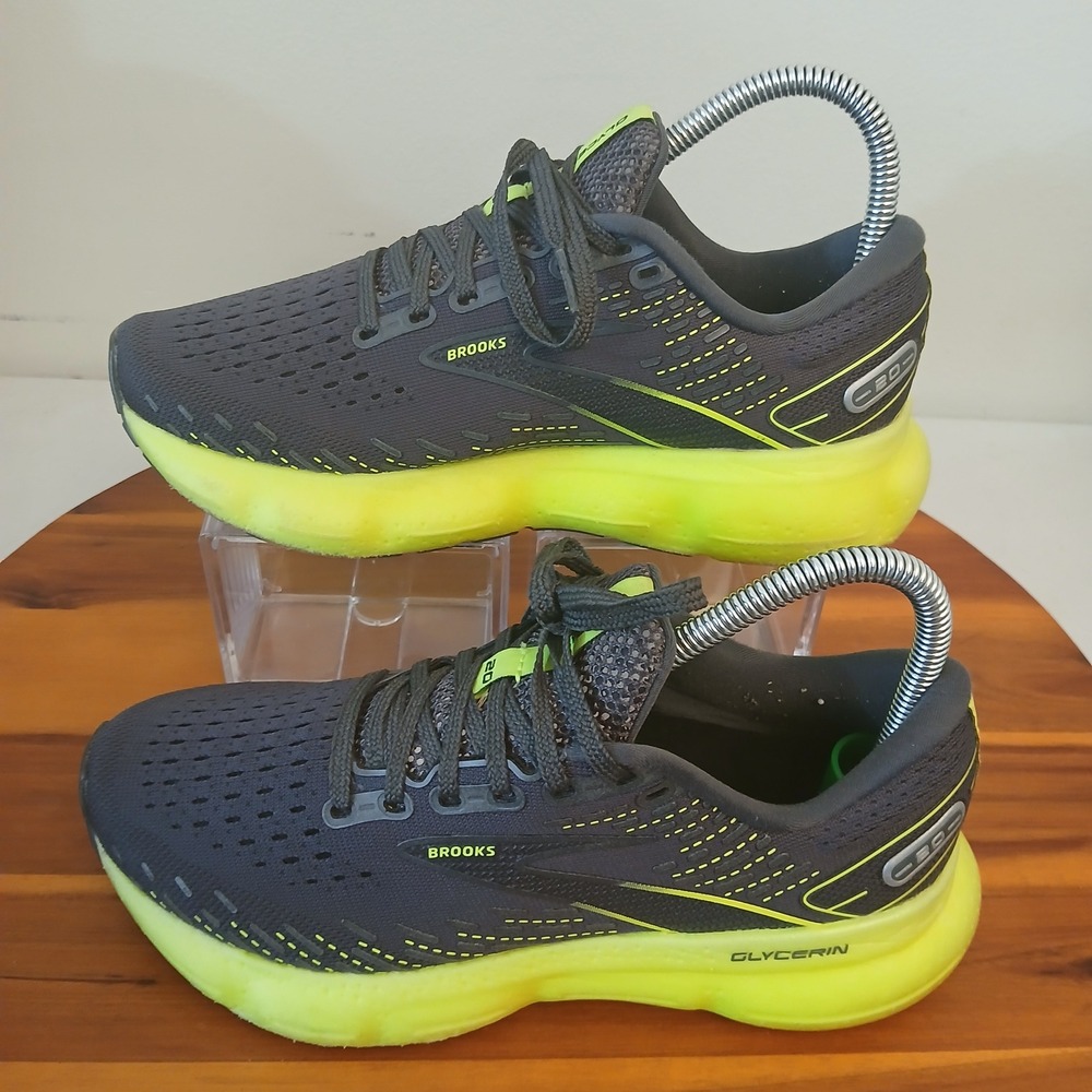 Brooks Glycerin 20 Women 6.5 Grey Yellow Running Shoes Sneakers 1203691B012
